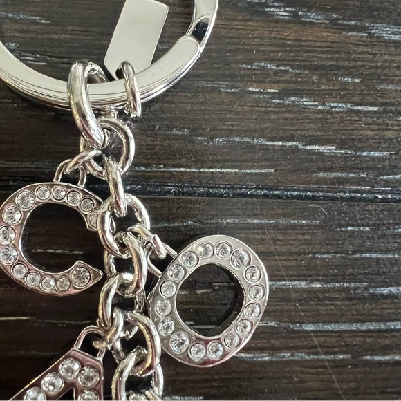 NWT Coach Silver Pave Rhinestone Bag Charm/ Keychain - Picture 3 of 9